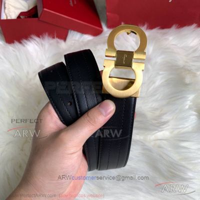 AAA Copy Cheap Ferragamo Belt - Double Gancini Buckle In Yellow Gold 